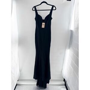 Michael Costello x Revolve Plunging Neck Maxi Formal Dress Black Women's Size S